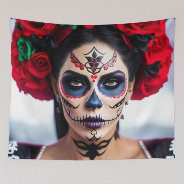 Item preview, Colorful combination of life and death: realistic La Catrina portraits designed and sold by ArtCreator2023.