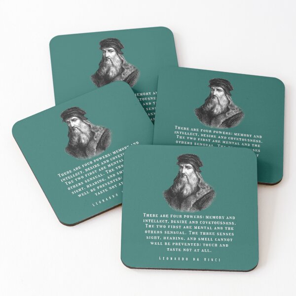Item preview, Leonardo da Vinci portrait and  quote: There are four powers: memory and intellect, desire and covetousness designed and sold by artbleed.