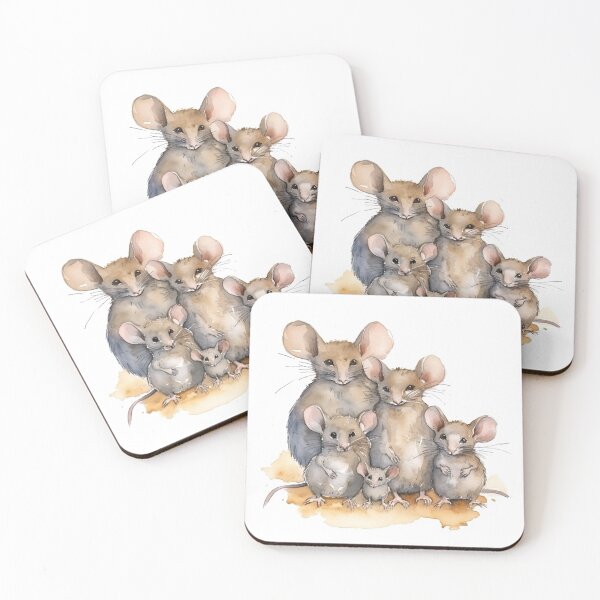 Item preview, Watercolor wash mouse family designed and sold by Matt's Artificial Nature.
