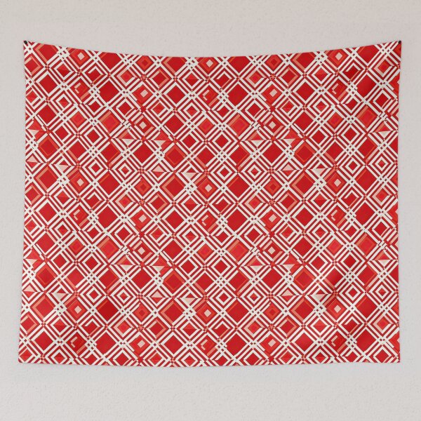 Item preview, Red White Cool Square Shape Pattern in Abstract Geometric Style designed and sold by Aurora Hues.