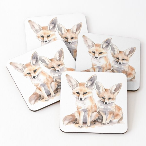 Item preview, Watercolor wash fennec foxes designed and sold by Matt's Artificial Nature.