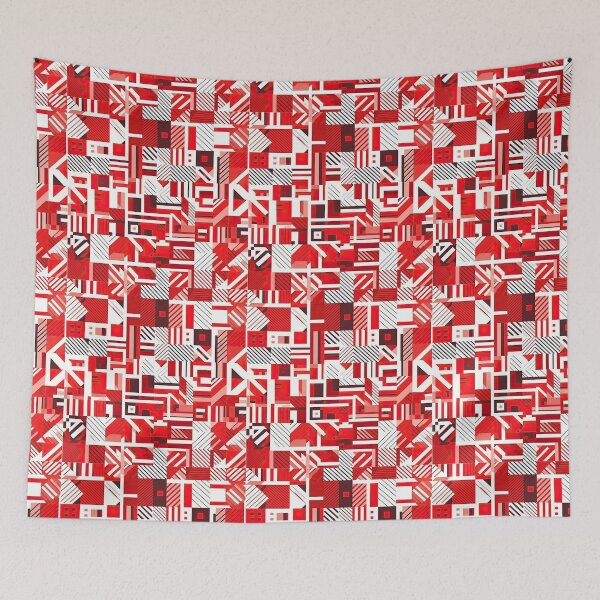 Item preview, Red White Cool Square Shape Pattern in Abstract Geometric Style designed and sold by Aurora Hues.