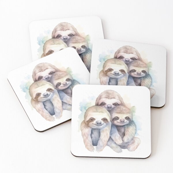 Item preview, Watercolor wash sloth triplets designed and sold by Matt's Artificial Nature.