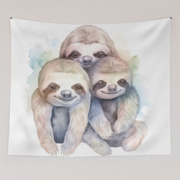 Item preview, Watercolor wash sloth triplets designed and sold by Matt's Artificial Nature.