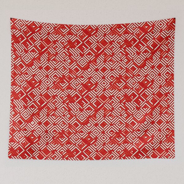 Item preview, Red White Cool Square Shape Pattern in Abstract Geometric Style designed and sold by Aurora Hues.