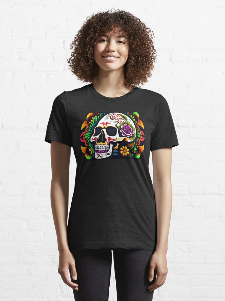 Discover Dia De Los Muertos, Mexicana , Colourful Sugar Skull, Calavera, Mexican holiday | Essential T-Shirt 