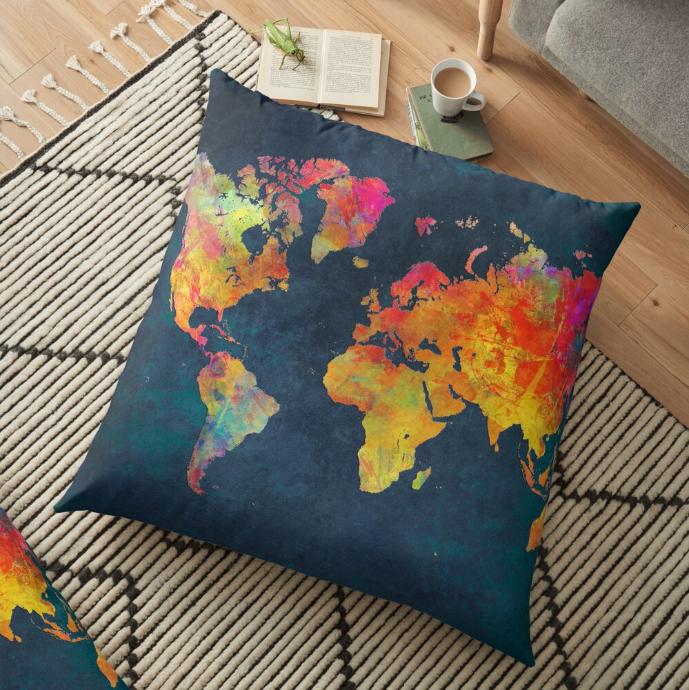 World Map Floor Pillow