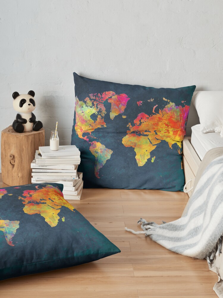 Alternate view of World Map Floor Pillow