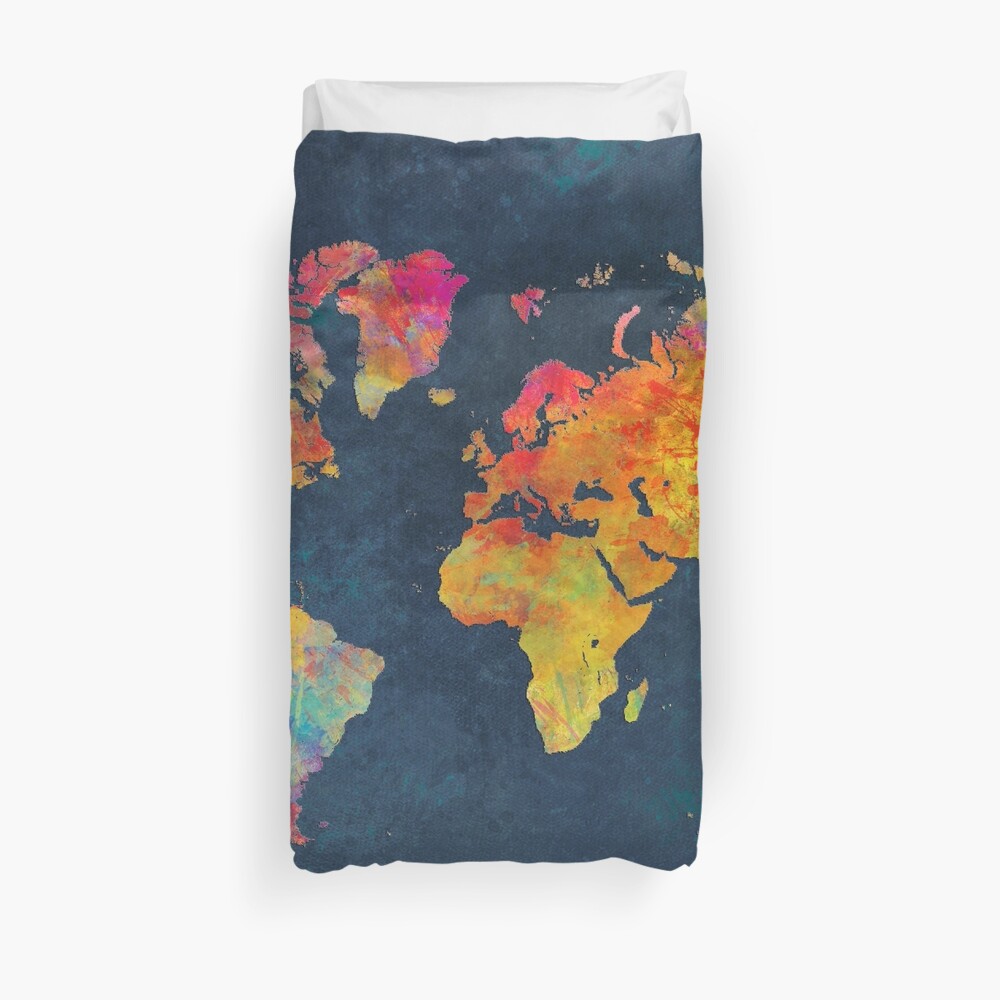 World Map Duvet Cover