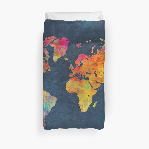 World Map Duvet Cover