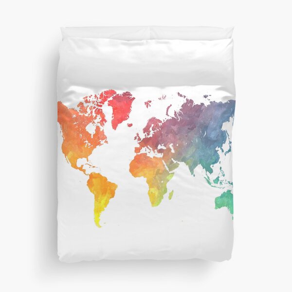 Map of the world colored Duvet Cover