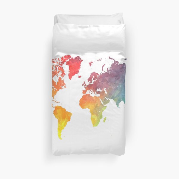 Karte der Welt gefärbt Bettbezug