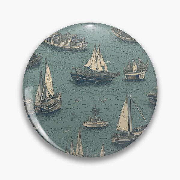 Item preview, Seamless Grungy Pattern of boats on the sea designed and sold by Kevin Lehtla.