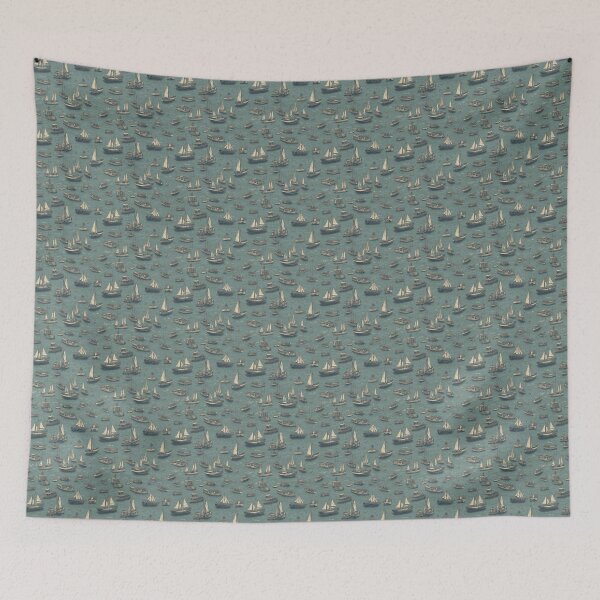 Item preview, Seamless Grungy Pattern of boats on the sea designed and sold by Kevin Lehtla.