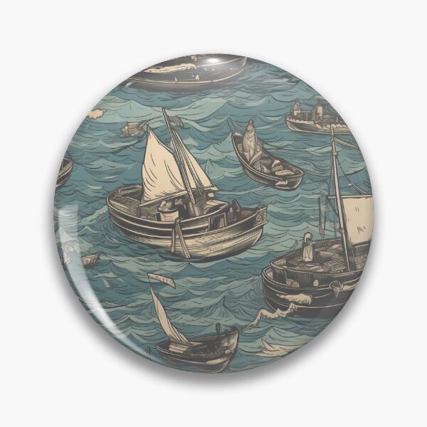 Item preview, Seamless Grungy Pattern of boats on the sea designed and sold by Kevin Lehtla.