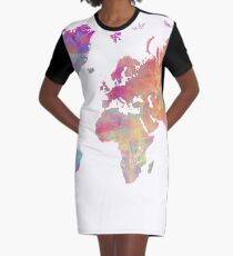 World Map Violet #worldmap #map Graphic T-Shirt Dress