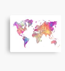 World Map Violet Metal Print