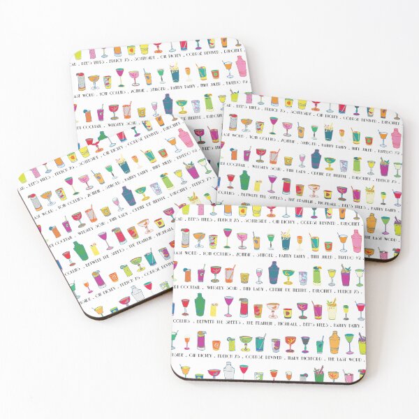 Item preview, Line em Up! - Prohibition Cocktails pattern on white by Cecca Designs designed and sold by Cecca-Designs.
