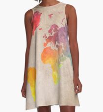 World Map maps A-Line Dress