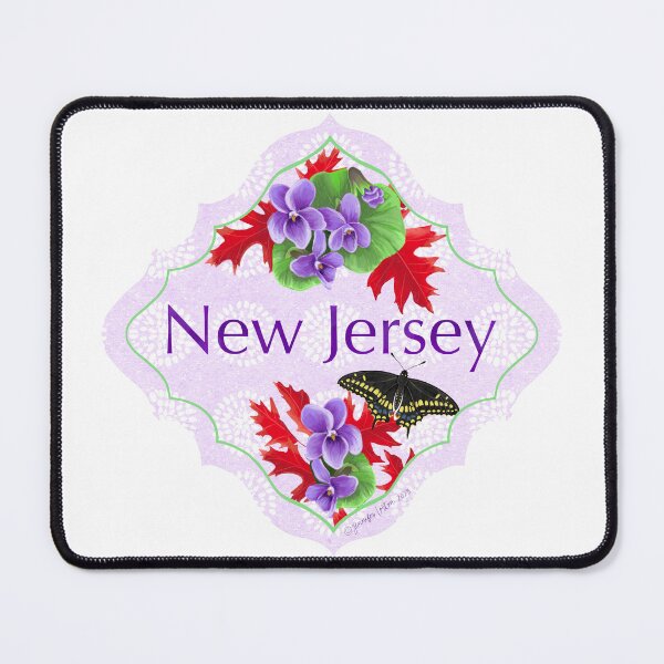 Item preview, New Jersey State Pride| NJ State Flower Violet Red Oak Black Swallowtail Butterfly | US State Collection State Icon Illustration  designed and sold by JourneyHomeMade.