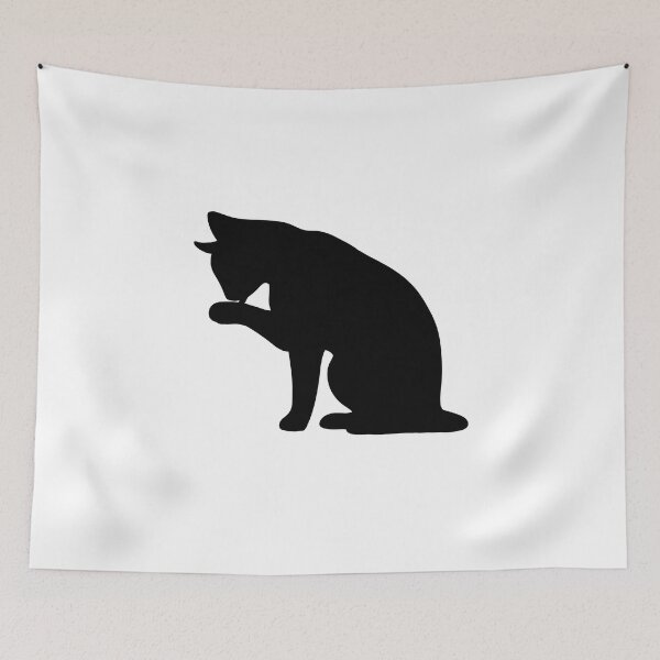 Item preview, Cat silhouette licking its paw. designed and sold by Nyctophiles.