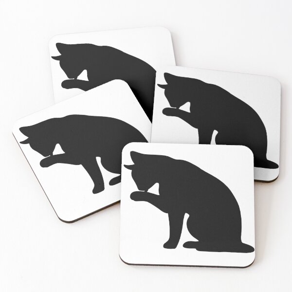 Item preview, Cat silhouette licking its paw. designed and sold by Nyctophiles.