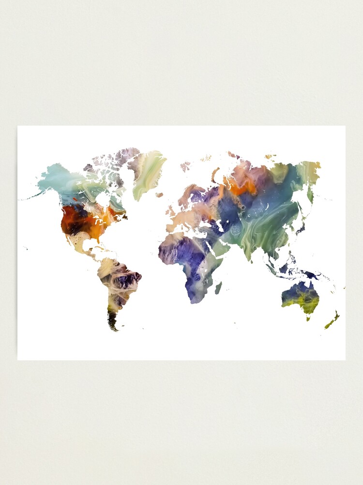 Alternate view of World Map watercolor painting #map #worldmap Photographic Print