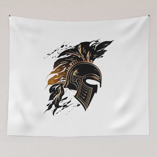 Item preview, Black and Gold Tribal Spartan Helmet designed and sold by ShadowAndSlate.