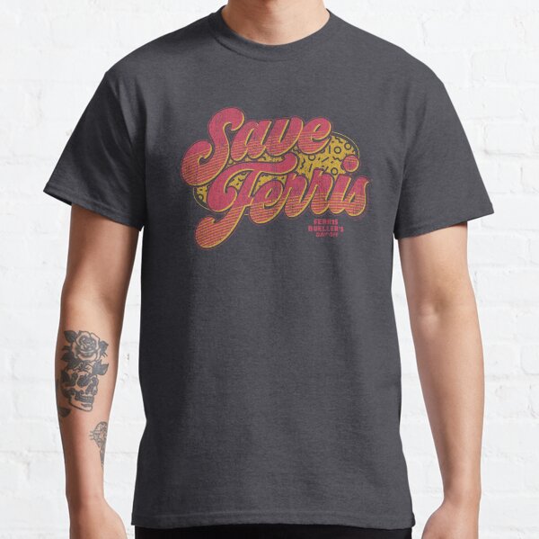 Ferris Bueller's Day Off Save Ferris Distressed Bubble Text Classic T-Shirt
