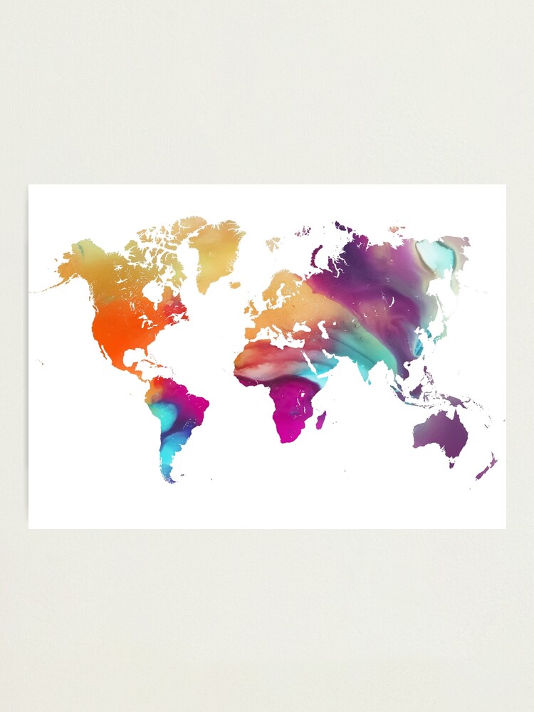 Alternate view of World map watercolor #map #worldmap Photographic Print