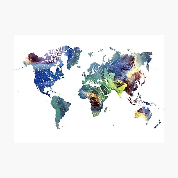 World map cosmos #map #worldmap Photographic Print
