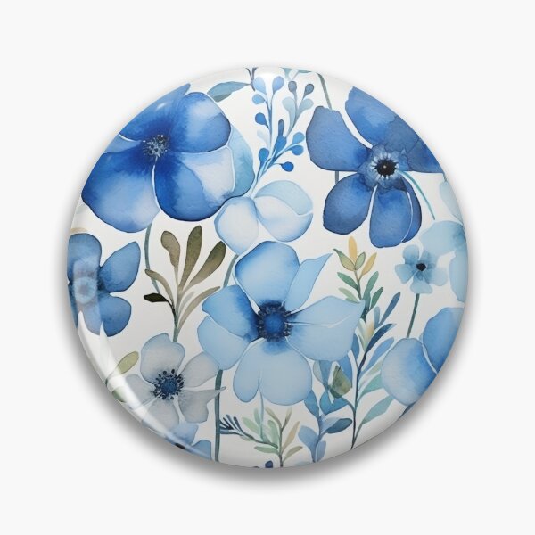 Artikelvorschau, Wunderliche blaue Blüte: Ein wunderschönes Aquarell-Blumenmuster entworfen und verkauft von Grandesco.