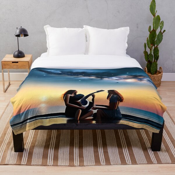 Item preview, Dos cantantes con guitarra bajo un cielo estrellado junto al mar. designed and sold by Chancedazur.