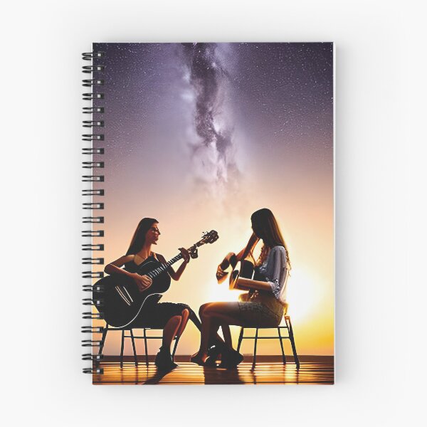 Item preview, Dos cantantes con guitarra bajo un cielo estrellado junto al mar. designed and sold by Chancedazur.
