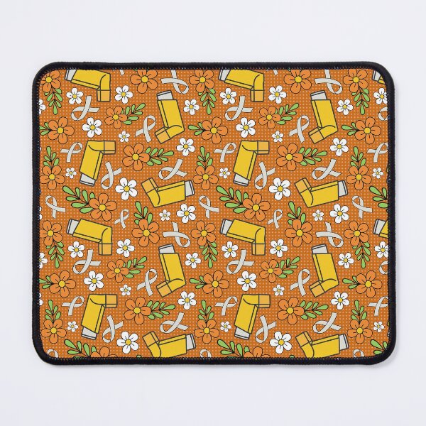 Item preview, Asthma Inhalers and Grey Awareness Ribbons Yellow and Orange Floral designed and sold by KrisInStitches.