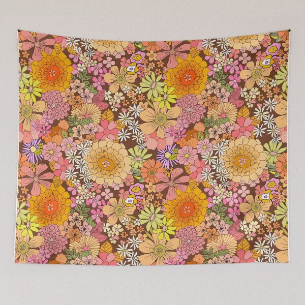 Item preview, hand drawn 70ies flowers designed and sold by taika tori.