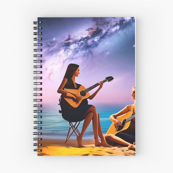 Item preview, Dos cantantes con guitarra bajo un cielo estrellado junto al mar. designed and sold by Chancedazur.