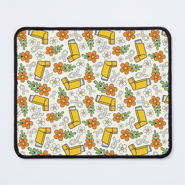 Item preview, Asthma Inhalers and Grey Awareness Ribbons Yellow and Orange Floral designed and sold by KrisInStitches.