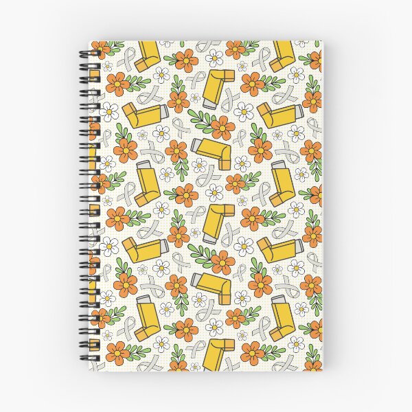 Item preview, Asthma Inhalers and Grey Awareness Ribbons Yellow and Orange Floral designed and sold by KrisInStitches.