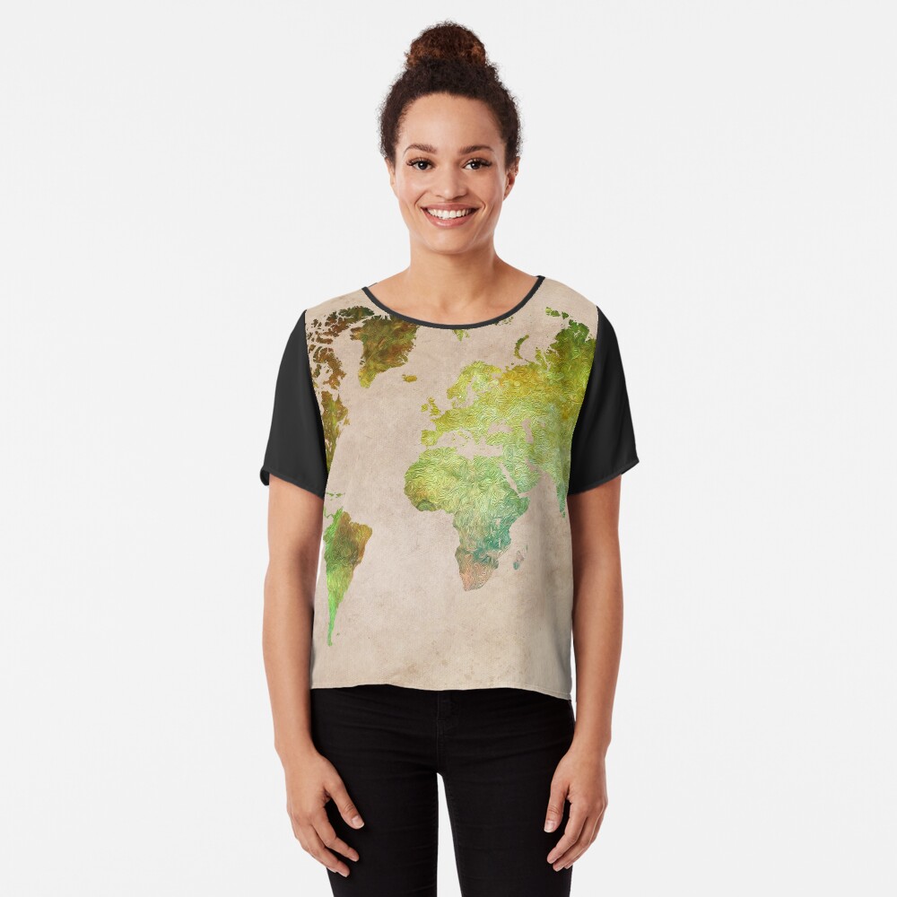 Green World Map ecology #map #worldmap Chiffon Top