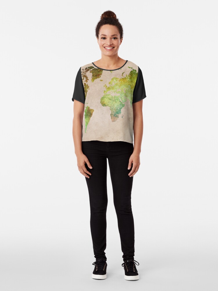 Alternate view of Green World Map ecology #map #worldmap Chiffon Top
