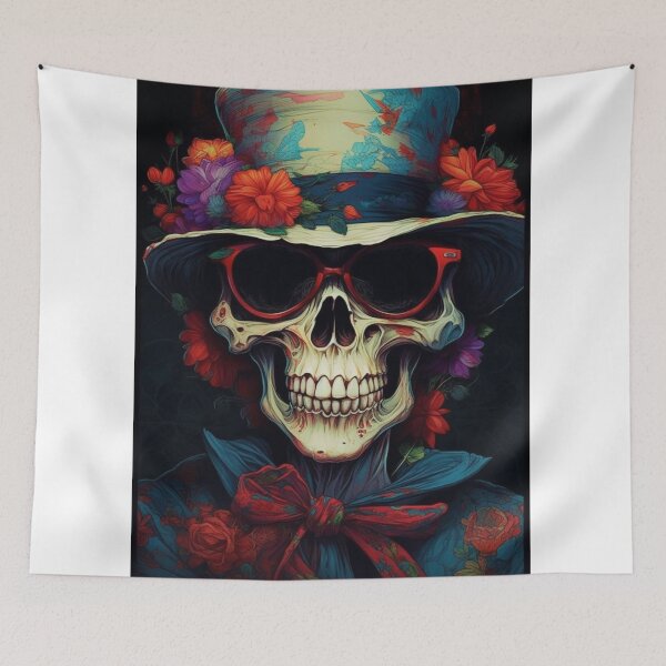 Item preview, Whimsical Psychedelic Skull Madhatter Graphic Design V.13 designed and sold by Pexelpanoramas.