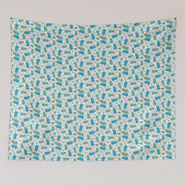 Item preview, Asthma Inhalers and Grey Awareness Ribbons Blue and Aqua Floral designed and sold by KrisInStitches.