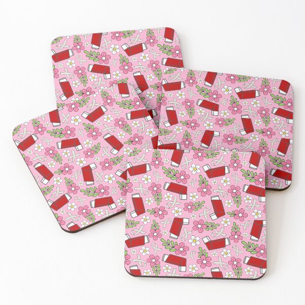 Item preview, Asthma Inhalers and Grey Awareness Ribbons Red and Pink Floral designed and sold by KrisInStitches.