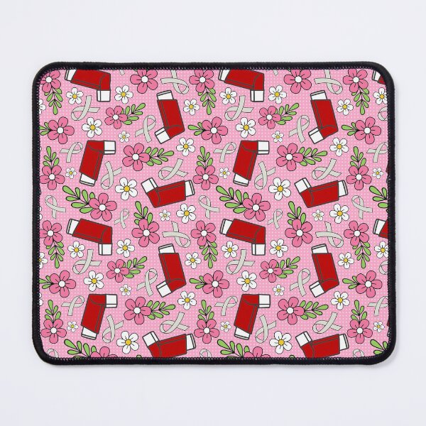 Item preview, Asthma Inhalers and Grey Awareness Ribbons Red and Pink Floral designed and sold by KrisInStitches.