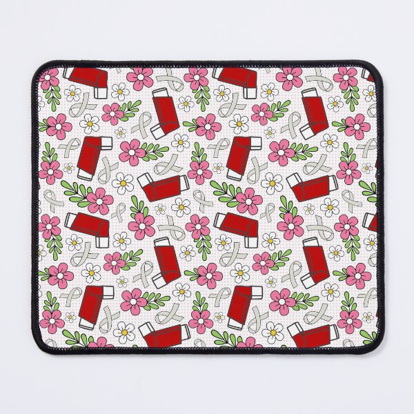 Item preview, Asthma Inhalers and Grey Awareness Ribbons Red and Pink Floral designed and sold by KrisInStitches.