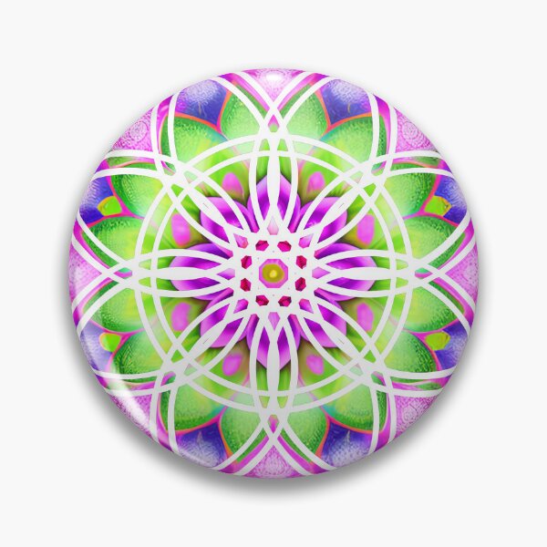 Item preview, Neon Mandala Flower Neon Pink, Purple and Green Flower Of Life designed and sold by iDWebArt.