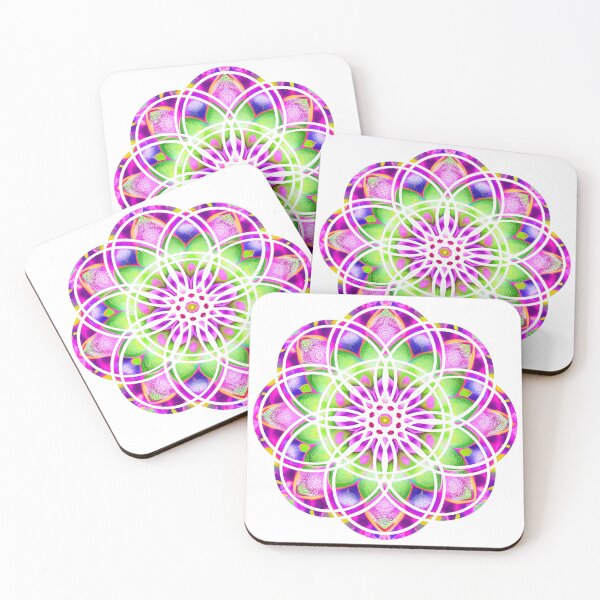 Item preview, Neon Mandala Flower Neon Pink, Purple and Green Flower Of Life designed and sold by iDWebArt.