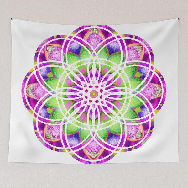 Item preview, Neon Mandala Flower Neon Pink, Purple and Green Flower Of Life designed and sold by iDWebArt.
