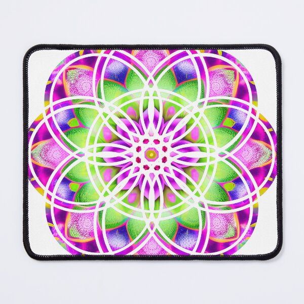 Item preview, Neon Mandala Flower Neon Pink, Purple and Green Flower Of Life designed and sold by iDWebArt.